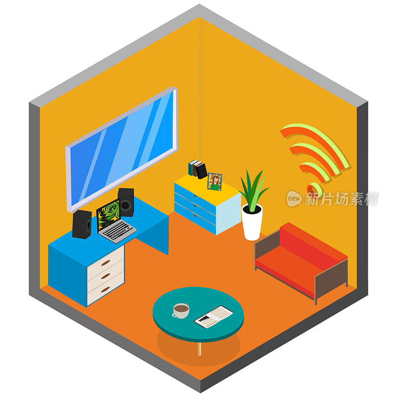 Vector isometric living room icon.Vector isometric living room icon.